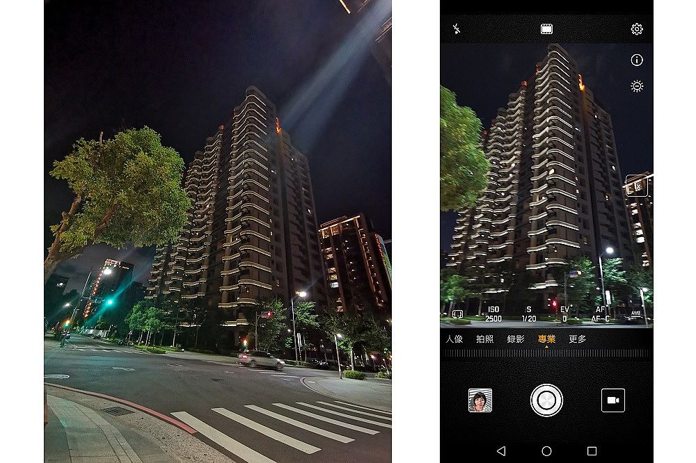 左圖：相機廣角功能，整棟建築都能拍入！
右圖：相機專業調校，夜晚也能清楚呈現！