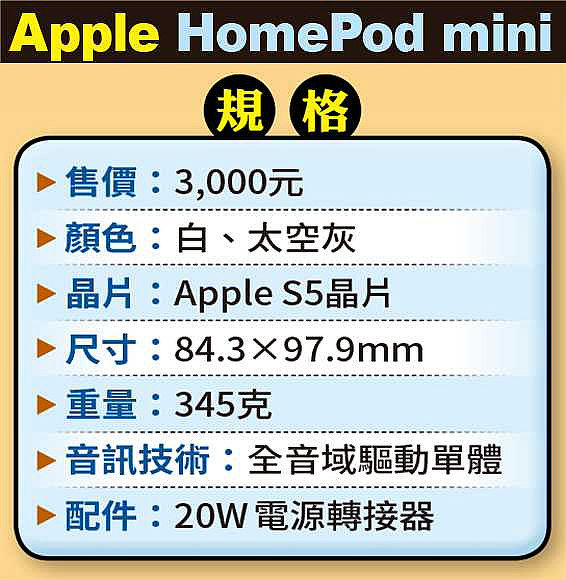 Apple HomePod mini 規格