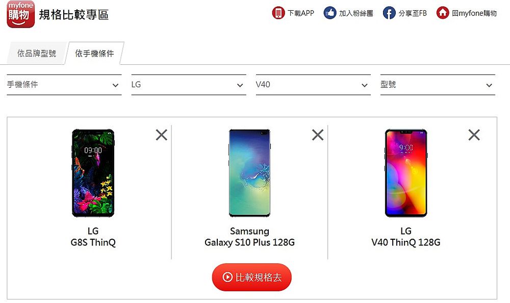 myfone購物新功能：手機規格比較