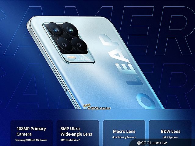 realme 8系列4G手機發表 8 Pro擁有1.08億畫素相機