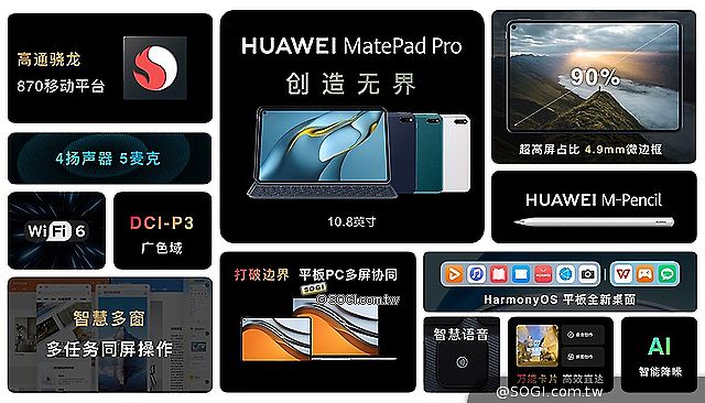 華為MatePad Pro與Watch 3發表 P50外型亮相