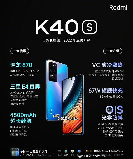 Redmi K50、K50 Pro搭載天璣8100與9000 K40S同場亮相