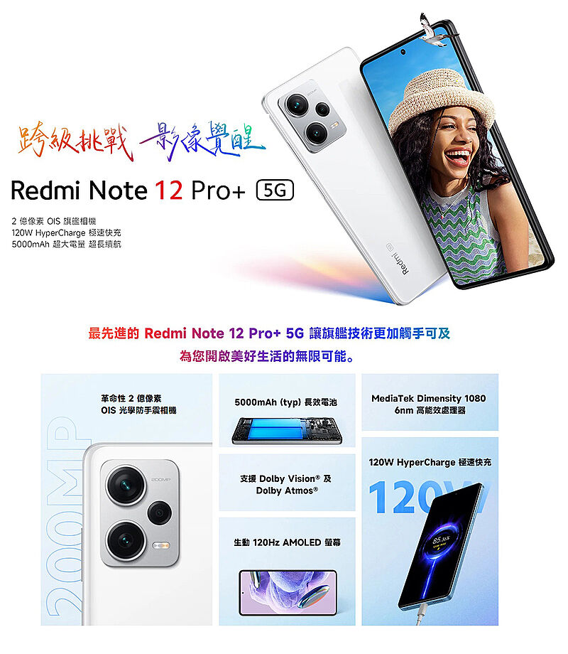 小米】REDMI NOTE 12PRO+ 8+256 白/藍/黑- Global Mall 環球Online