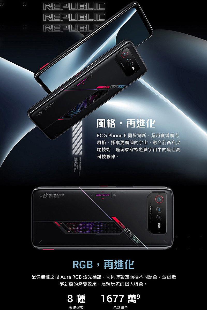 ASUS ROG Phone 6 (16G/512G) 6.78吋5G 旗艦電競手機-手機．平板