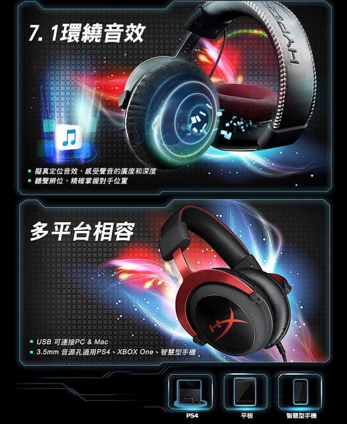 Kingston 金士頓 HyperX Cloud II 電競耳機《黑紅》