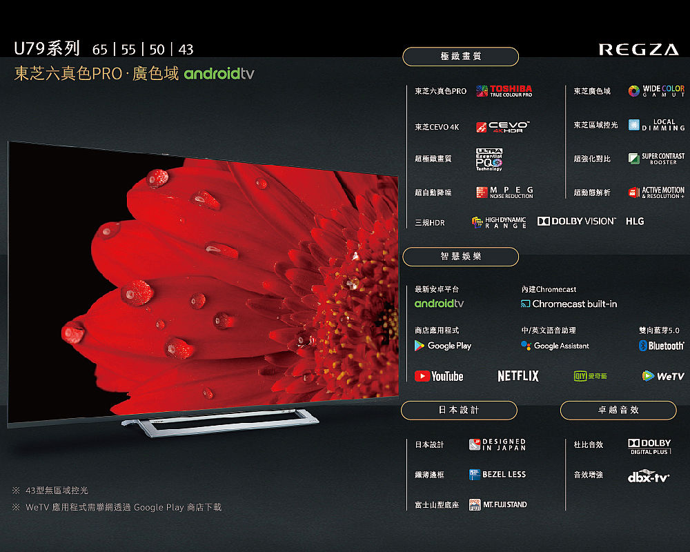 【TOSHIBA東芝】55型 4K安卓東芝六真色PRO廣色域LED液晶顯示器/運送含基本安裝 (55U7900VS)/4K聯網