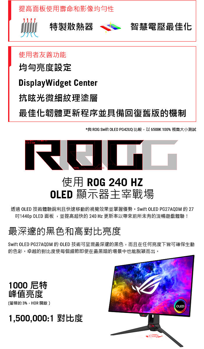 Ecran PC Gamer ASUS ROG Switf OLED PG27AQDM