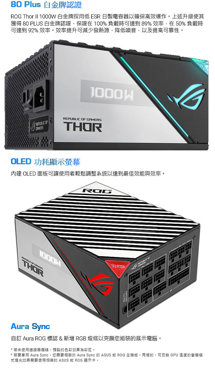 をモニタリ❃ 電源ユニット ASUS エイスース ROG-THOR-1000P2-GAMING