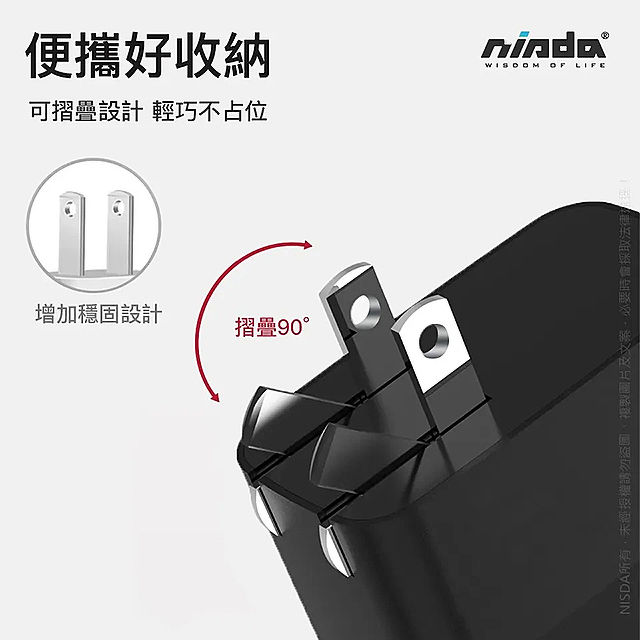 NISDA GaN氮化鎵65W USB-C PD 數字顯示三孔充電器快速充電器-耳機