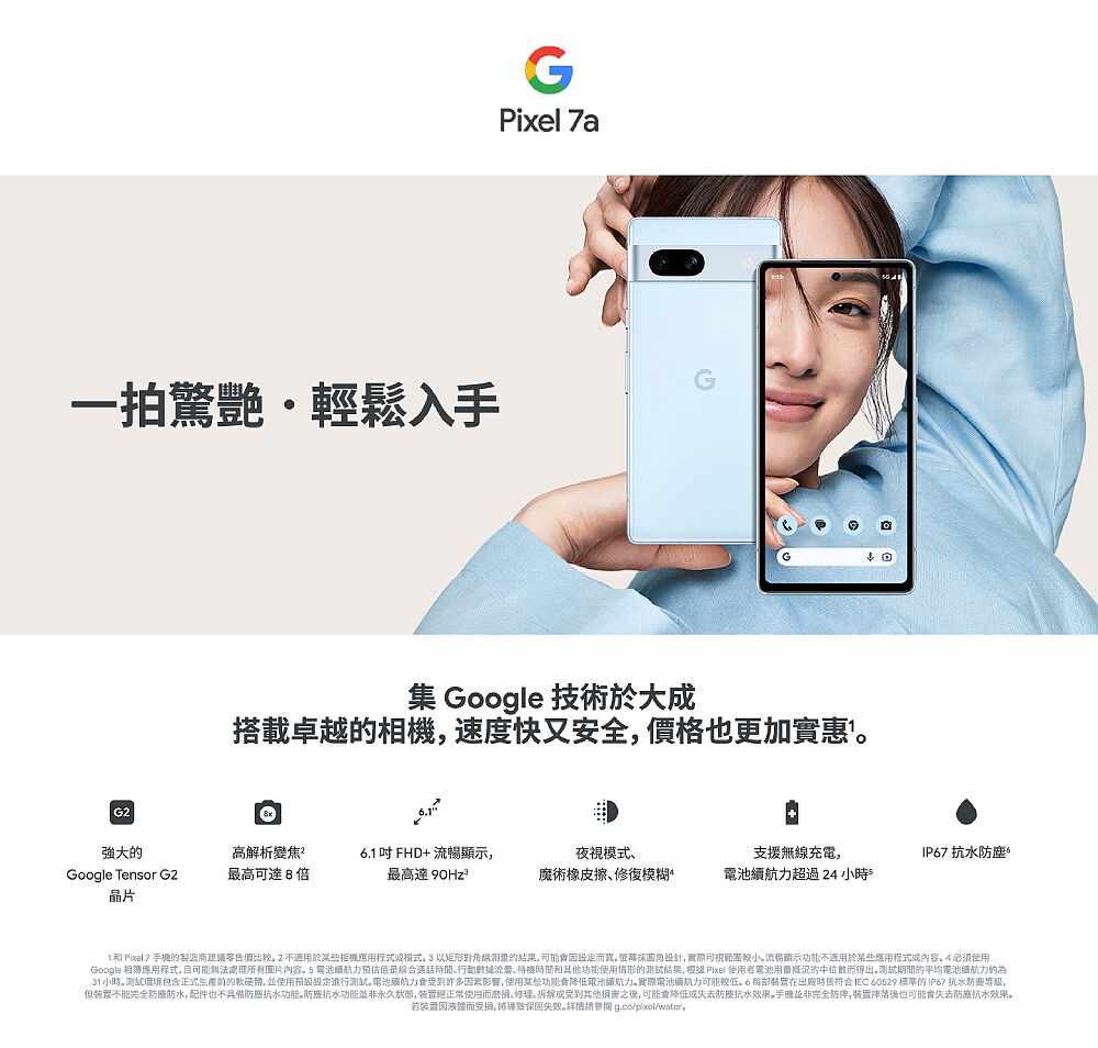 Google Pixel 7a 雪花白8GB/128GB (5G)-手機．平板-myfone 購物- 行動 