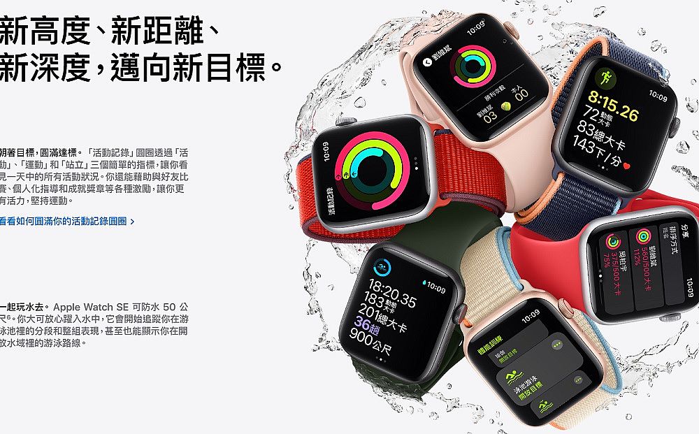 Apple Watch SE(GPS)太空灰鋁金屬錶殼配午夜色運動錶帶_44mm(MKQ63TA/A