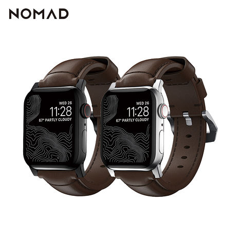 美國NOMADxHORWEEN皮革 (Apple Watch 專用錶帶) (42/44mm)經典銀