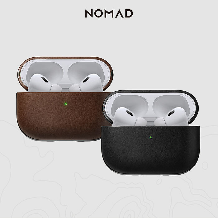 美國NOMAD AirPods Pro (第2代) 嚴選Classic皮革保護收納盒棕色