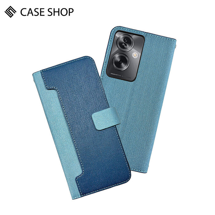 CASE SHOP OPPO A79 (5G) 前收納側掀皮套-藍
