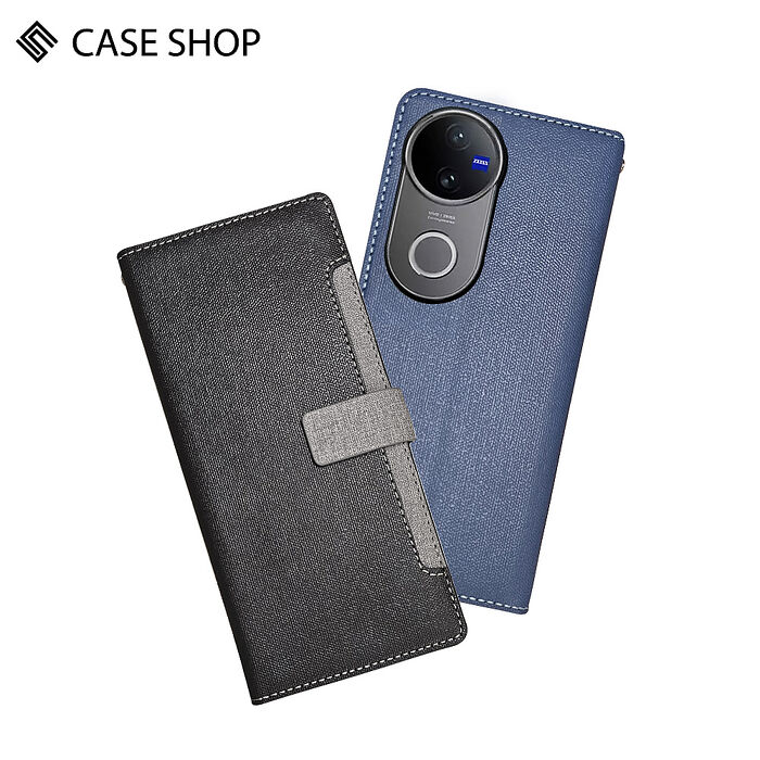CASE SHOP vivo V50 前收納側掀皮套黑色
