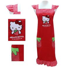 Hello Kitty紅色草莓荷葉袖圍裙KT-0906A