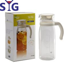 SYG精緻玻璃耐熱涼水壺1215cc-白蓋刻度