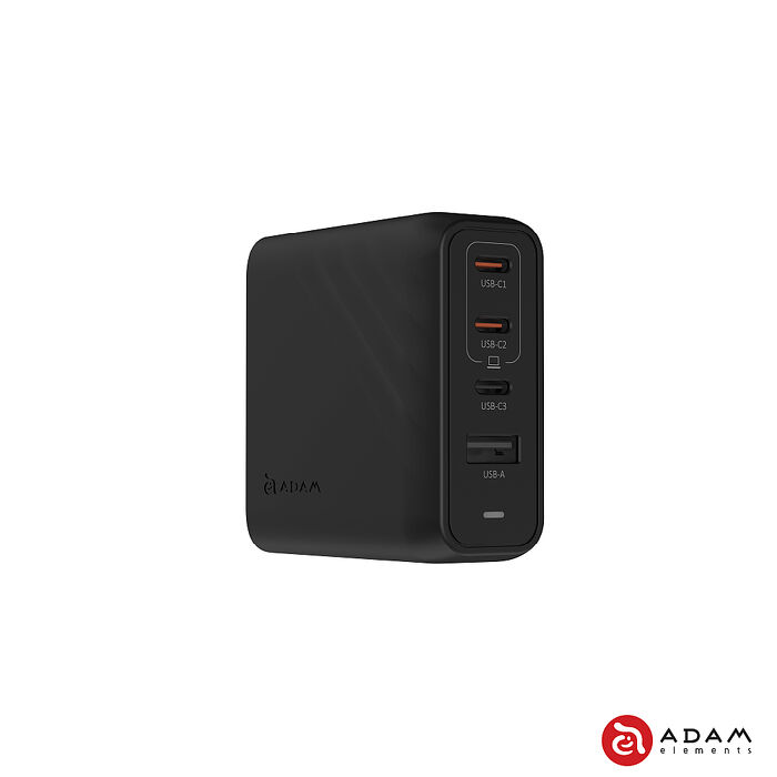 亞果元素 P100 GaN 100W 四孔快速電源供應器 美規黑色
