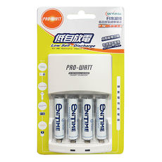 PRO-WATT 鎳氫電池充電器贈4顆日本湯淺4號電池 PW1236EN-754入