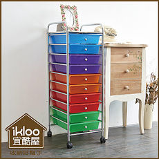 【ikloo】可移式十層漾彩款抽屜收納箱/收納盒(特賣)