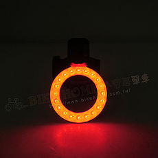 BIKEGUY COB 紅光LED警示燈2段模式造型後燈-圓環型