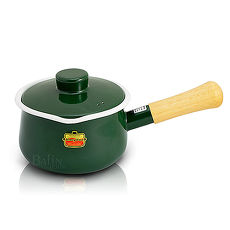 【日本Honey ware】琺瑯牛奶鍋15cm 綠 附蓋(1.2L)
