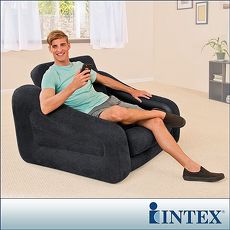 【INTEX】二合一單人充氣沙發床/沙發椅-黑色(68565)