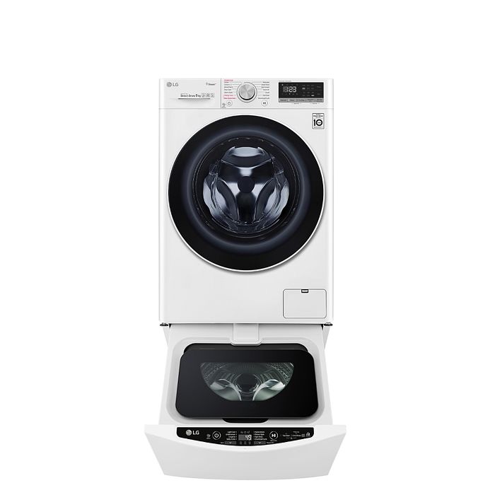 【智慧清潔】LG樂金滾筒洗脫烘9公斤+下層2公斤洗衣機WD-S90VDW-WT-D200HW