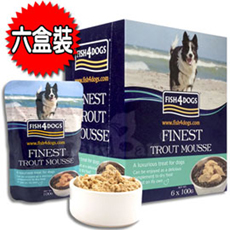 【海洋之星FISH4DOGS】海藻精華鱒魚慕斯 (犬用/6盒裝/100g*36入)