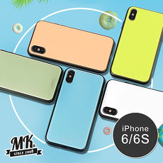 【贈鋼化膜】Apple iPhone 6/6S 馬卡龍9H鋼化玻璃手機保護殼 軟邊薄荷綠