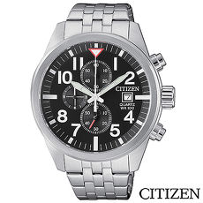 CITIZEN 賽車風三眼計時石英男錶 AN3620-51E