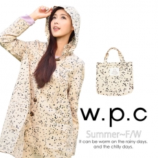 【w.p.c.】星星釦子款。時尚雨衣/風衣(R1032)_卡其色