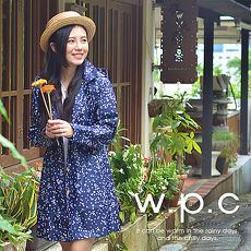 【w.p.c.】星星釦子款。時尚雨衣/風衣(R1032)_深藍色