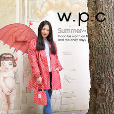 【w.p.c】抽繩收腰款。時尚雨衣/風衣(R9022)_桃紅