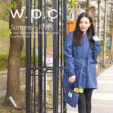 【w.p.c】抽繩收腰款。時尚雨衣/風衣(R9022)_深藍