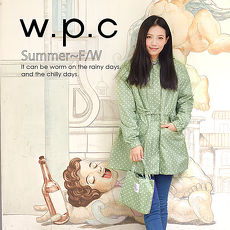 【w.p.c】抽繩收腰款。時尚雨衣/風衣(R9022)_草綠