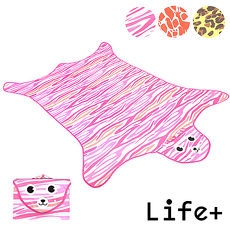 【Life Plus】動物叢林 造型野餐墊/遊戲墊_加大款 (粉色_虎紋)