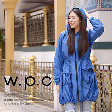 【w.p.c】個性軍裝款。時尚雨衣/風衣(R1040)_寶藍