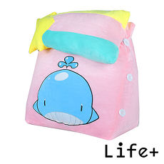 【Life Plus】萌趣造型舒壓絨毛萬用靠枕/抱枕/腰靠枕(鯨魚)