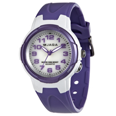 JAGA 捷卡 AQ71A-DJ 色彩繽紛夜光防水指針錶-白紫/39mm