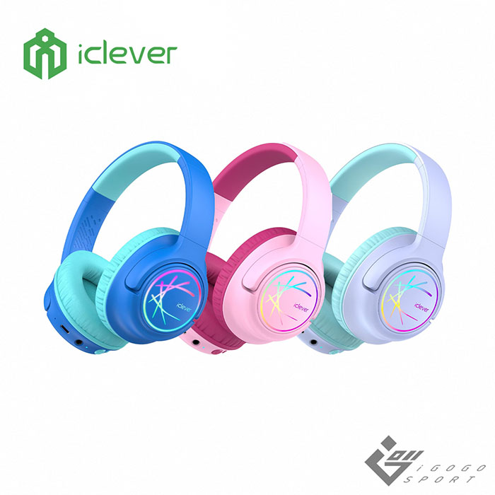 iClever BTH18 炫光無線兒童耳機藍色
