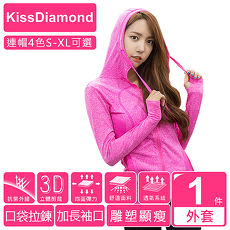 【KissDiamond】抗UV透氣連帽運動外套4色 S-L可選藍色/M