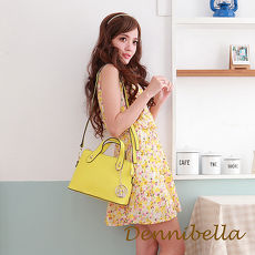 Dennibella 丹妮貝拉 -真皮斜背波士頓包-黃