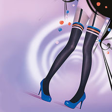英國進口【Pretty Polly】彩環高筒造型印花彈性褲襪
