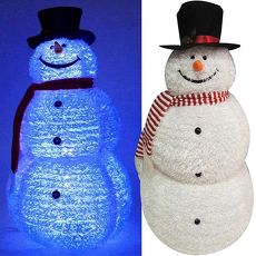 【摩達客】(預購3~5天出貨)中型(105CM)白色彈簧摺疊雪人玩偶擺飾 (100燈LED燈藍白光插電式)