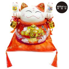 【摩達客】農曆新年春節‧大招財貓撲滿(紅財源滾滾款) 存錢桶擺飾桌飾(含坐墊)