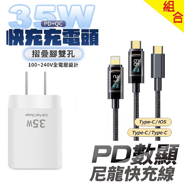 u-ta PD35W摺疊腳雙孔快充充電器IC6(搭配SU2功率數顯快充充電線)IC6紫+SU2(TC/TC)