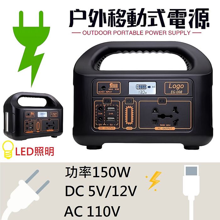 FJ大容量液晶顯示戶外移動電源TN51(露營電源 150W 移動電源 戶外電源 移動式電源 儲能電源 大行動電源 停電電源 AC110V)