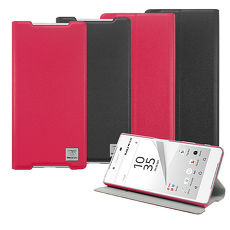 【Metal-slim】SONY Xperia Z5 超薄PC內層磁吸側翻站立皮套紅