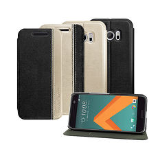 【Metal-slim】HTC 10 時尚貴族雙色荔枝紋PC內層站立皮套金